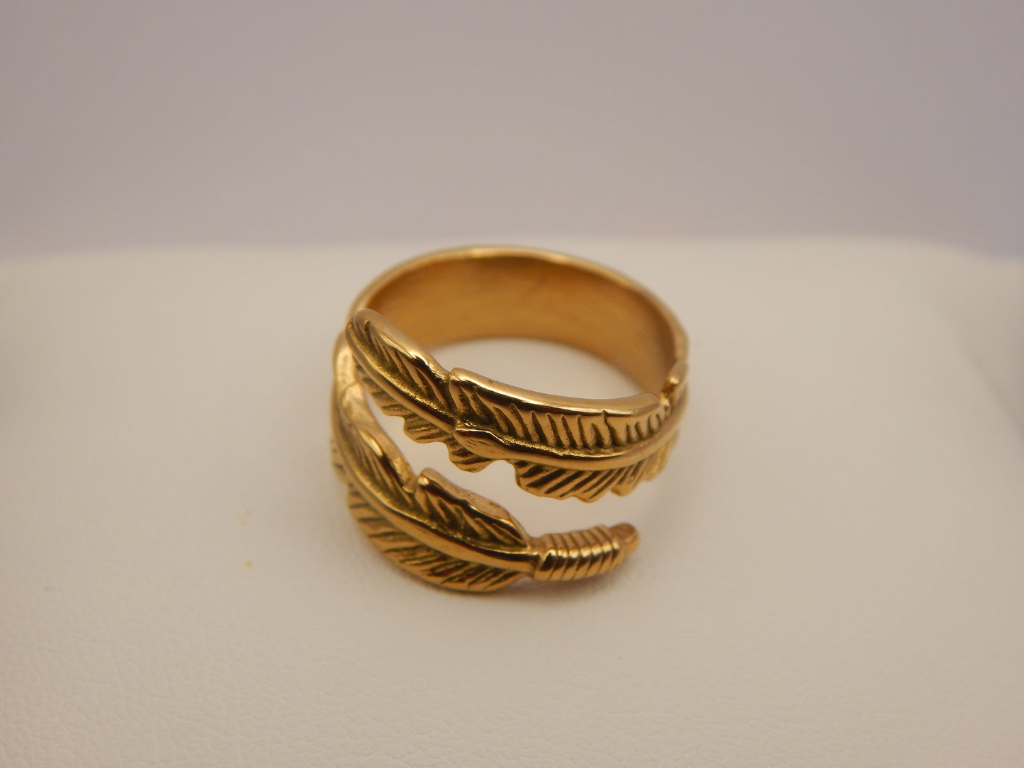 Gold Plated Feather Adjustable Ring