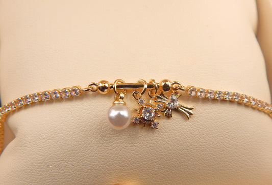Rhinestone Charm Bracelet — Gold & Silver