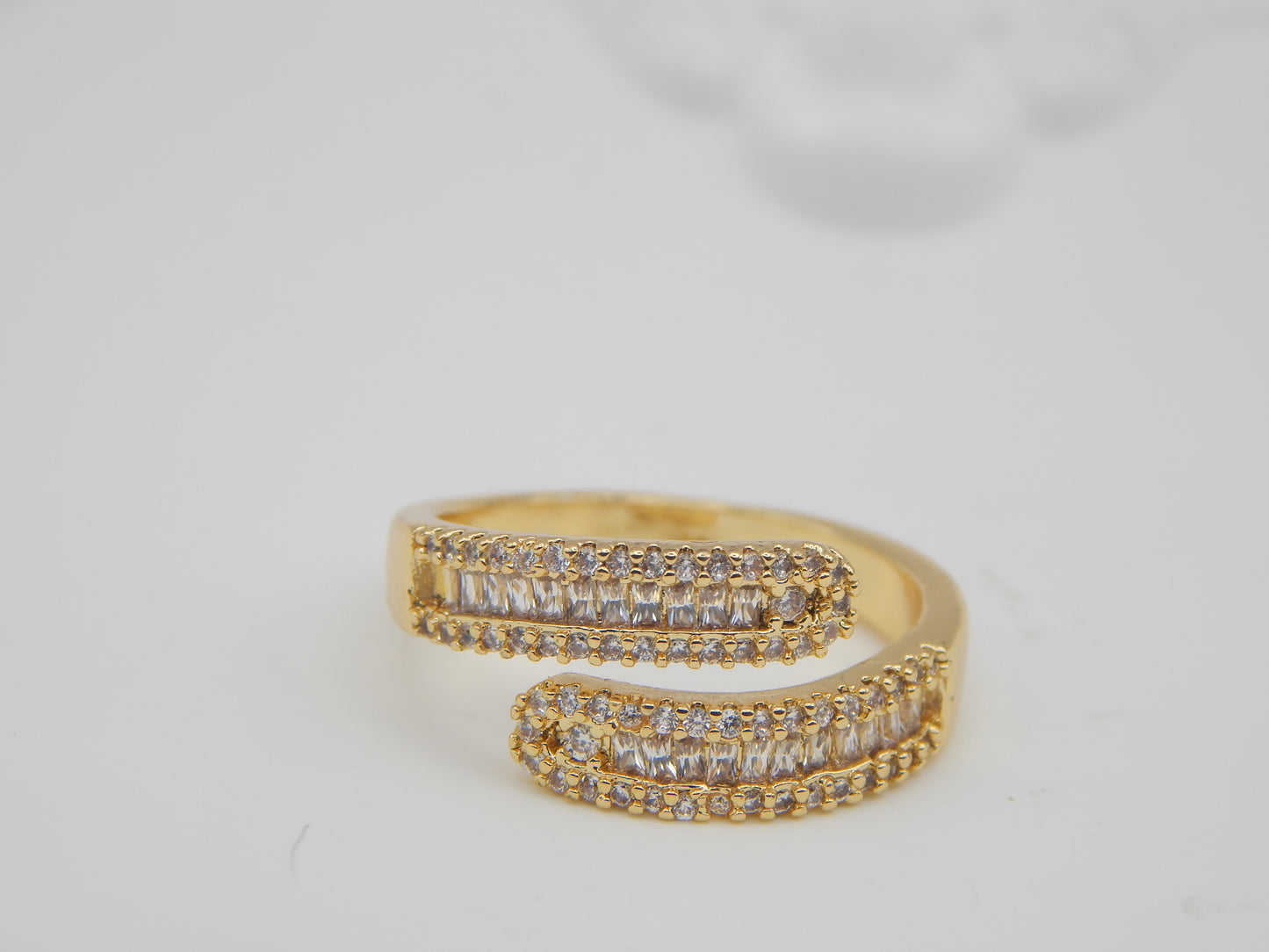 Gold Plated Rhinestone Adjustable Ring