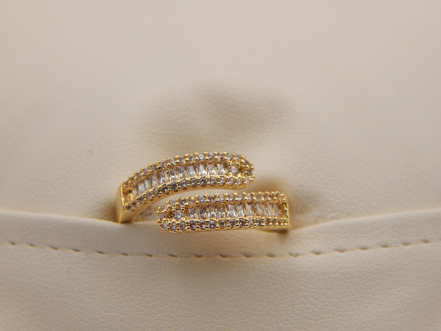 Gold Plated Rhinestone Adjustable Ring