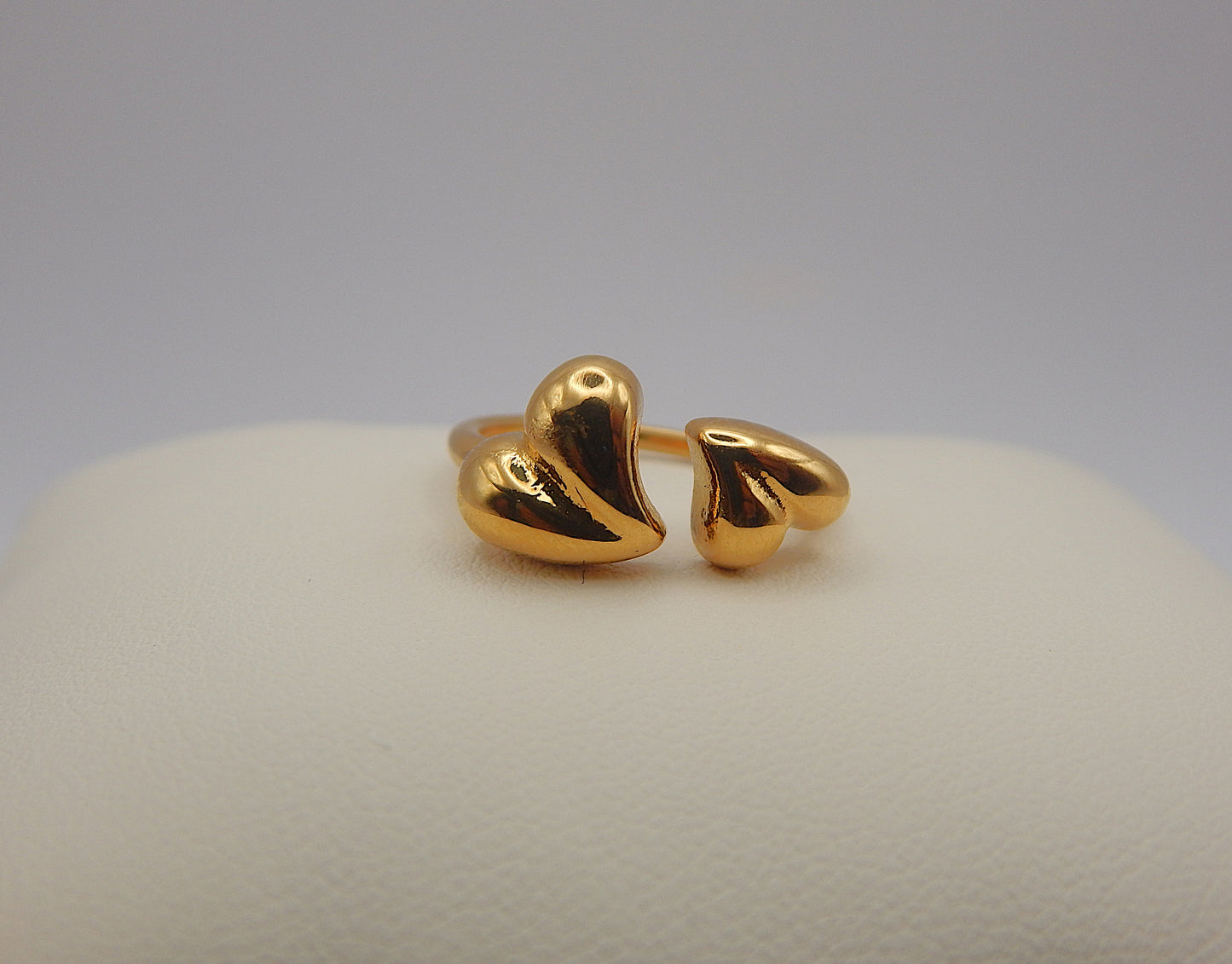 Gold Plated Heart Adjustable Ring