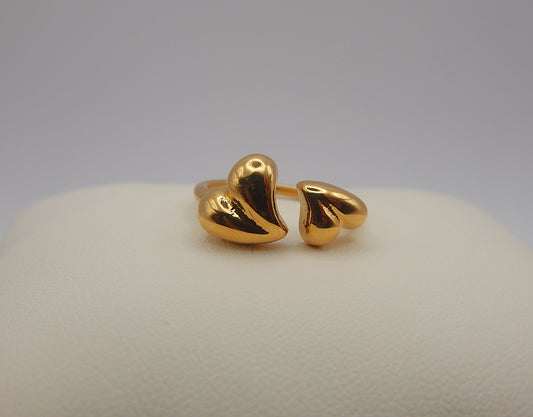 Gold Plated Heart Adjustable Ring