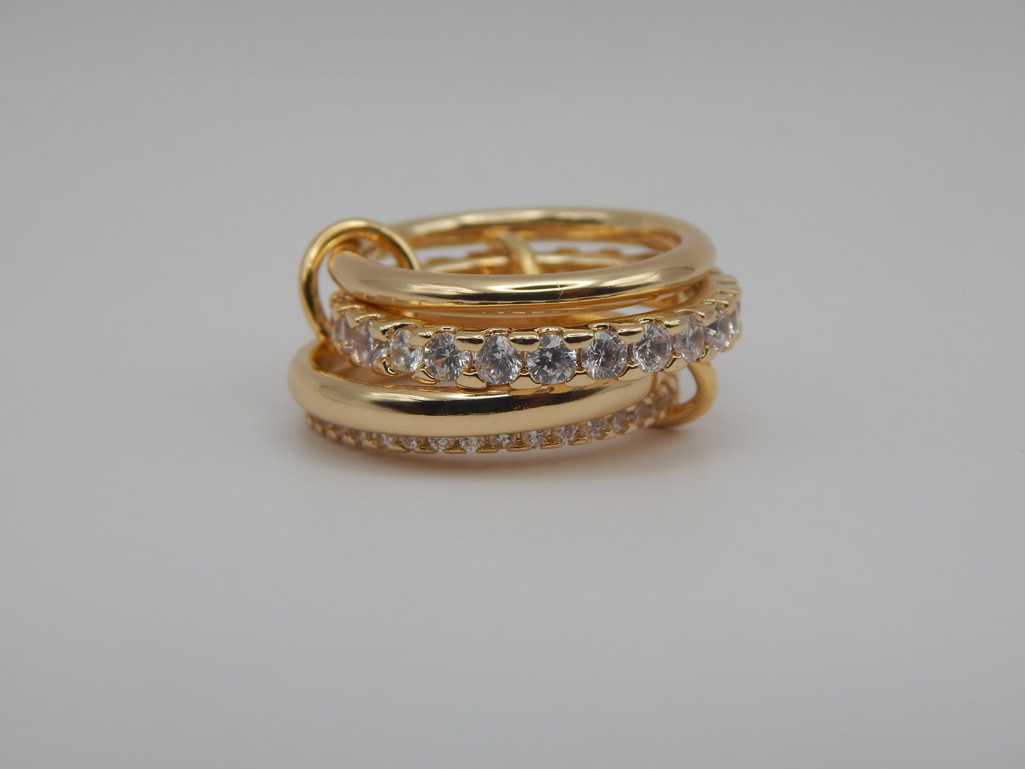 Gold Plated Rhinestone Stack Ring