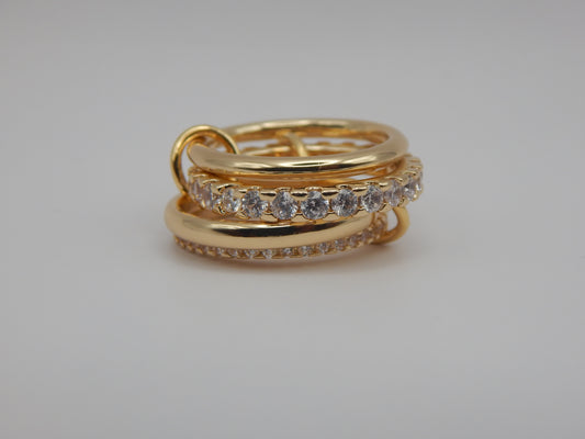 Gold Plated Rhinestone Stack Ring