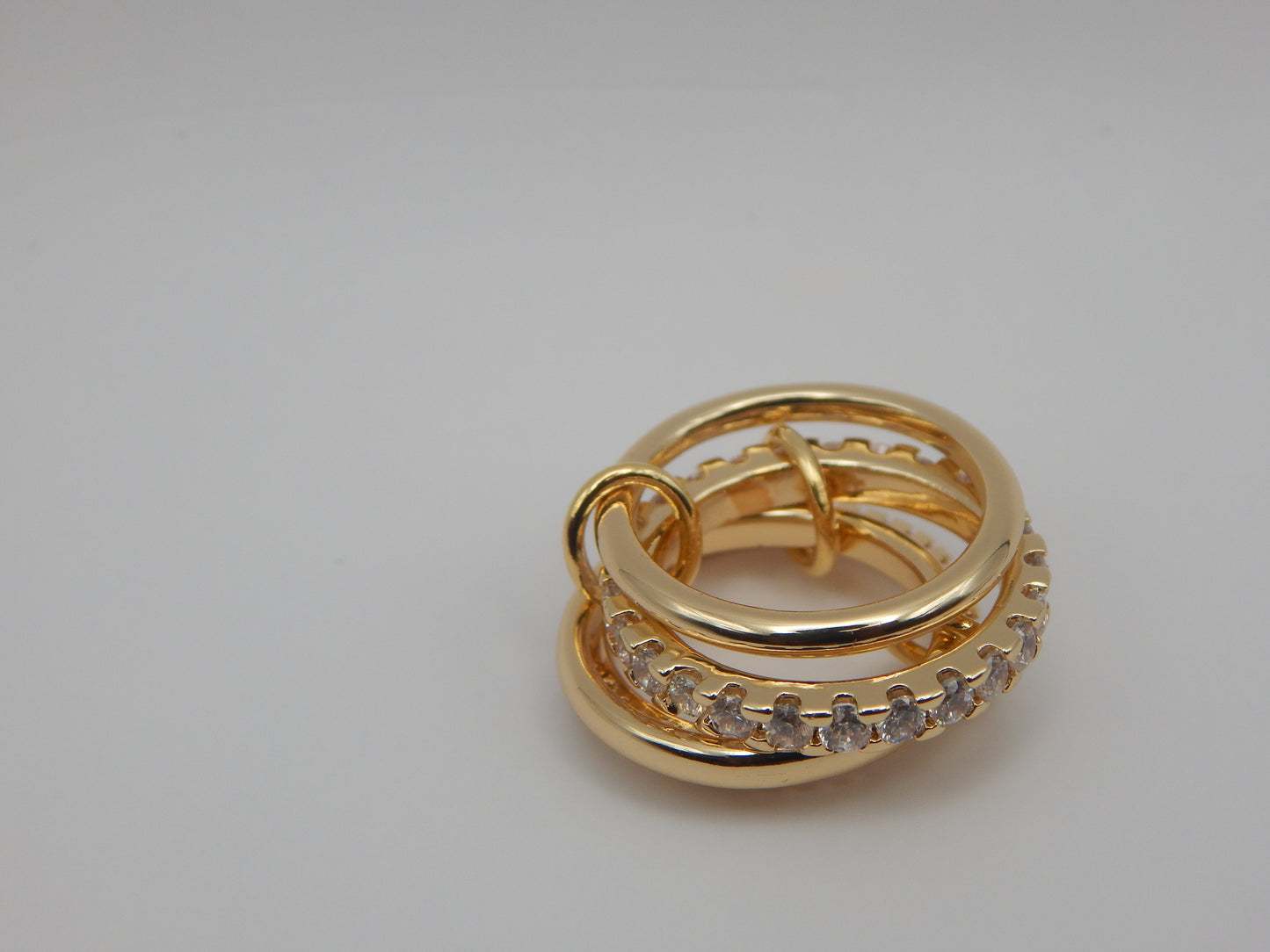 Gold Plated Rhinestone Stack Ring