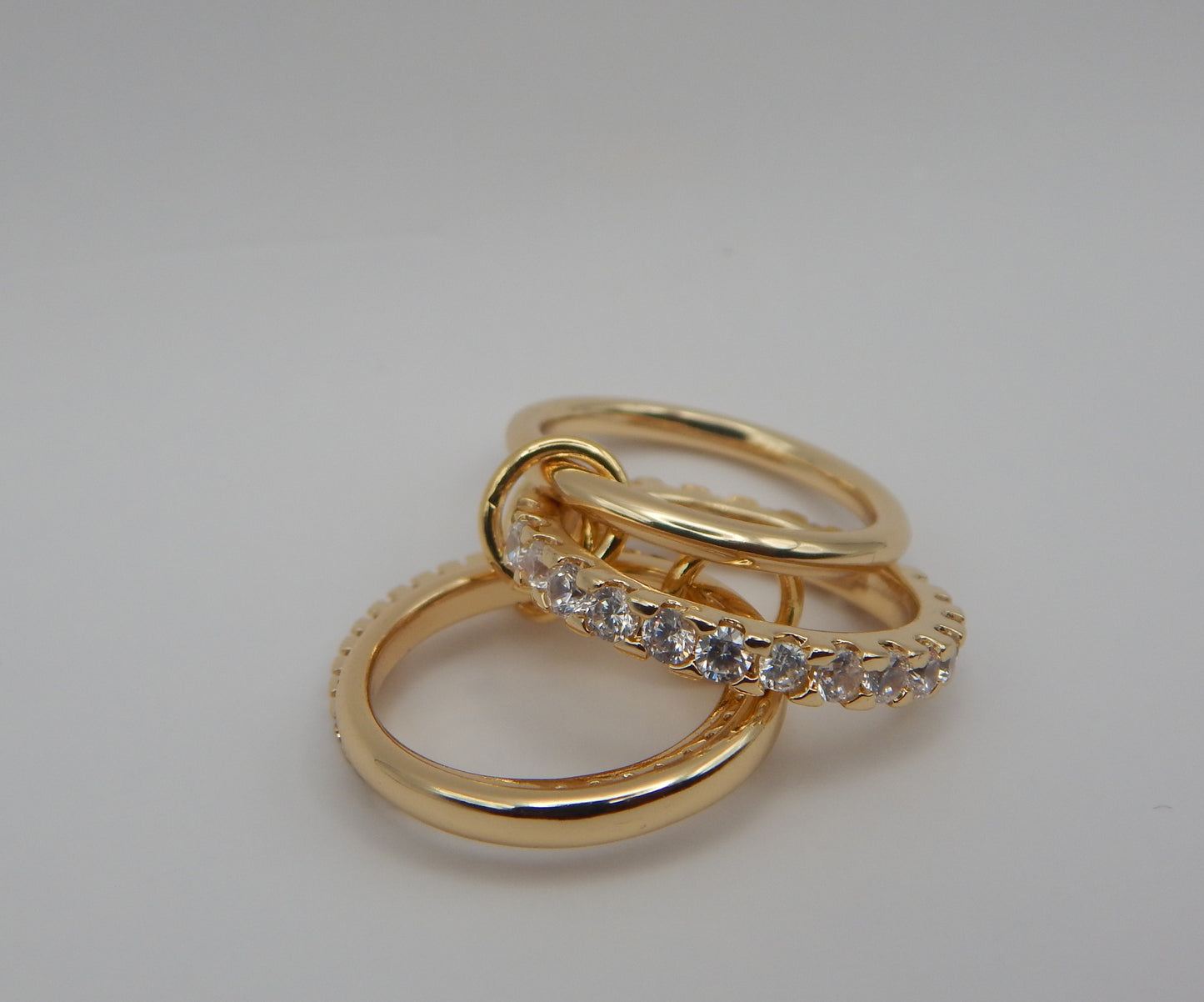 Gold Plated Rhinestone Stack Ring