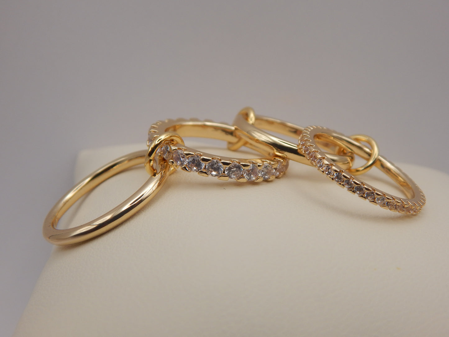 Gold Plated Rhinestone Stack Ring
