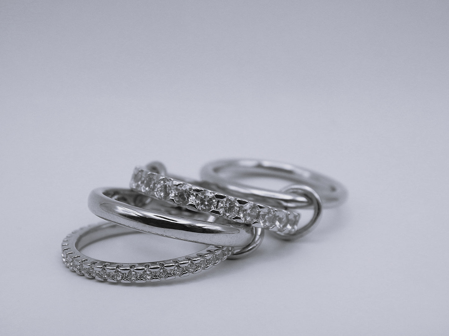 Silver Plated Rhinestone Stack Ring