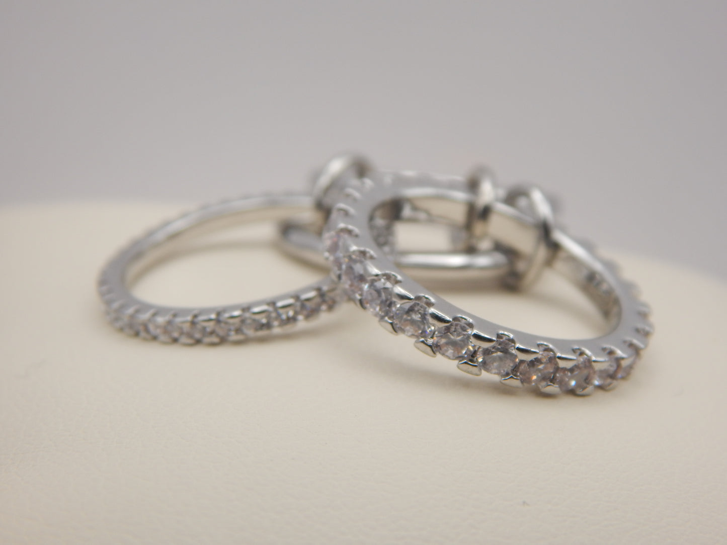 Silver Plated Rhinestone Stack Ring
