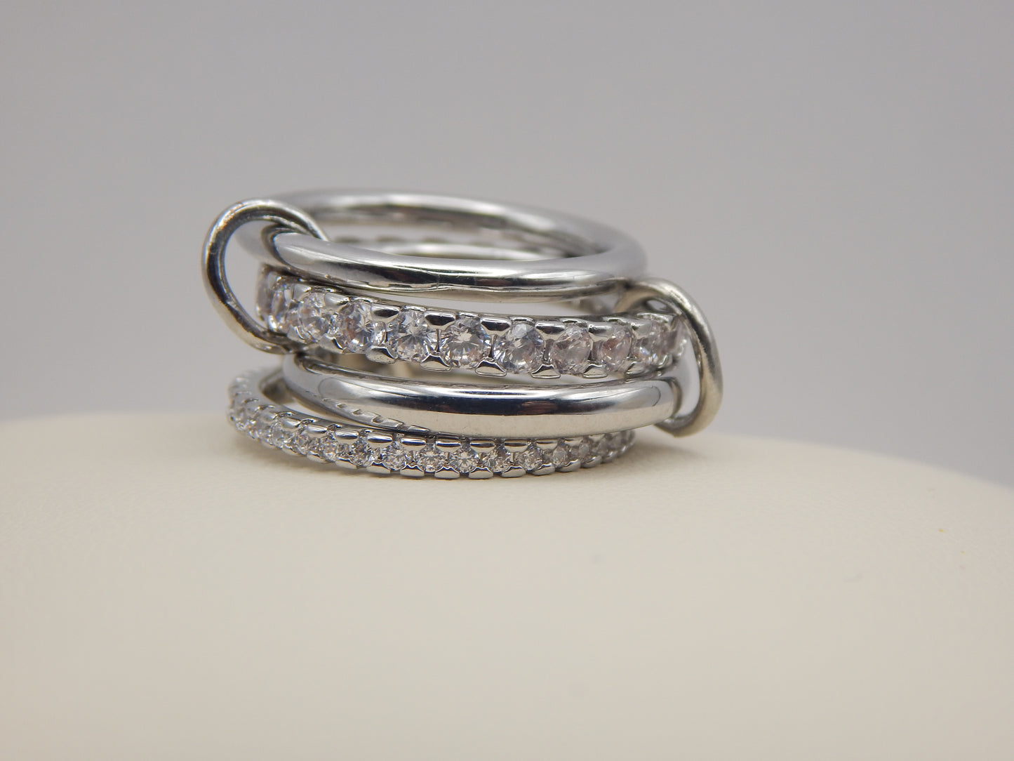 Silver Plated Rhinestone Stack Ring