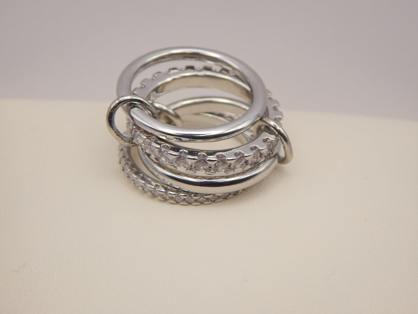 Silver Plated Rhinestone Stack Ring