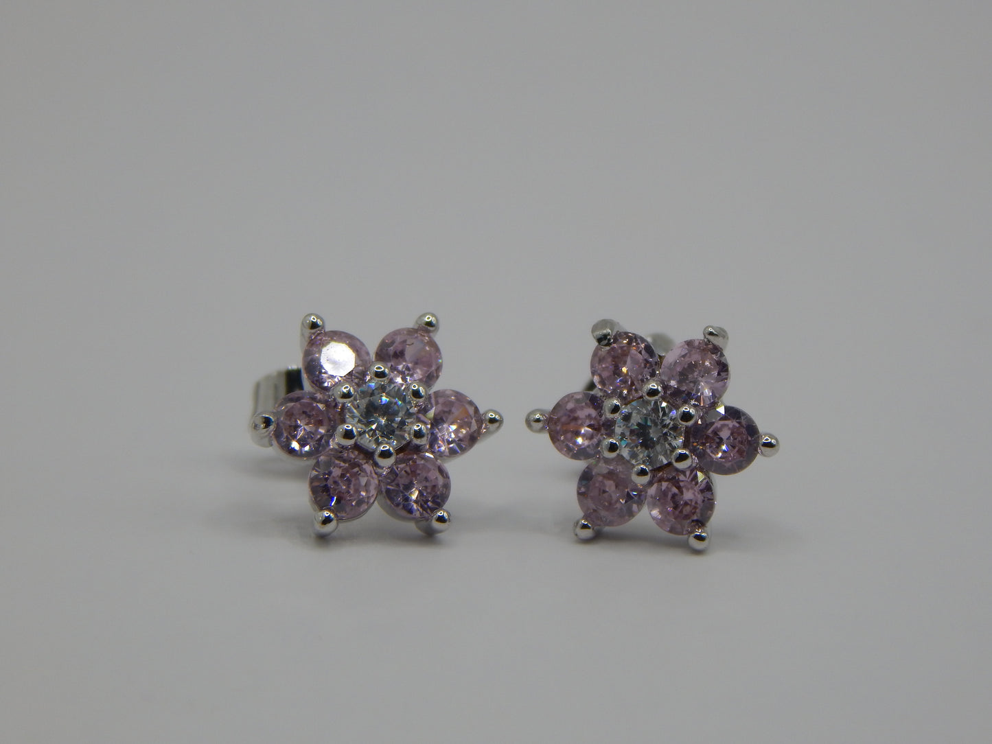 Flower Stud Earrings — Pink & Green