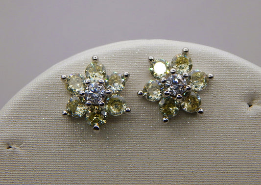 Flower Stud Earrings — Pink & Green