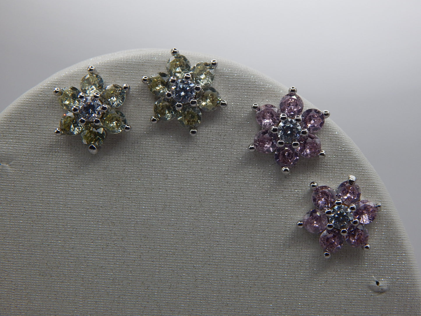 Flower Stud Earrings — Pink & Green