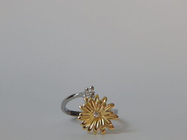 Jardin Fidget Spinning Adjustable Ring — White & Gold