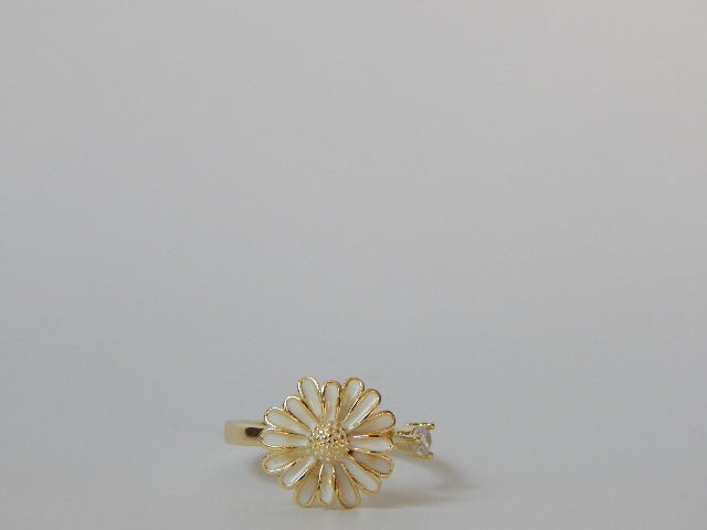 Jardin Fidget Spinning Adjustable Ring — White & Gold