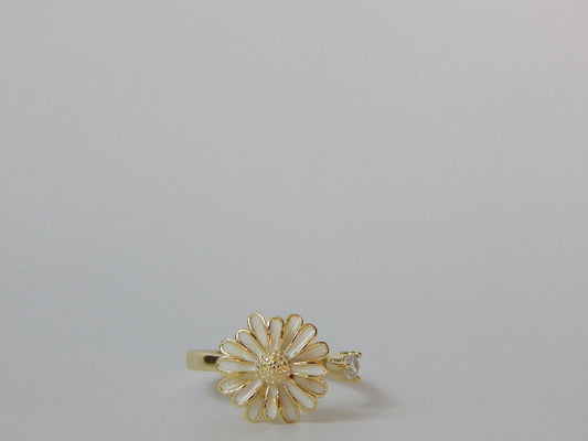 Jardin Fidget Spinning Adjustable Ring — White & Gold