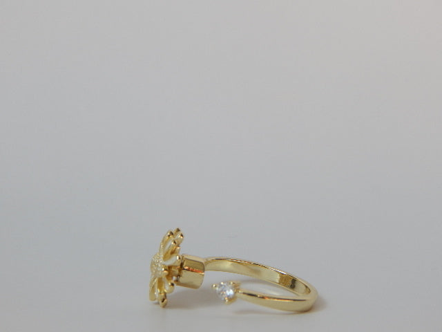 Jardin Fidget Spinning Adjustable Ring — White & Gold