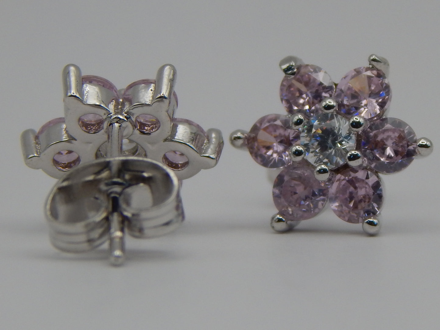 Flower Stud Earrings — Pink & Green